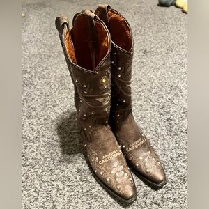 NFL team shop Arizona Cardinals brown leather boots with gemstones